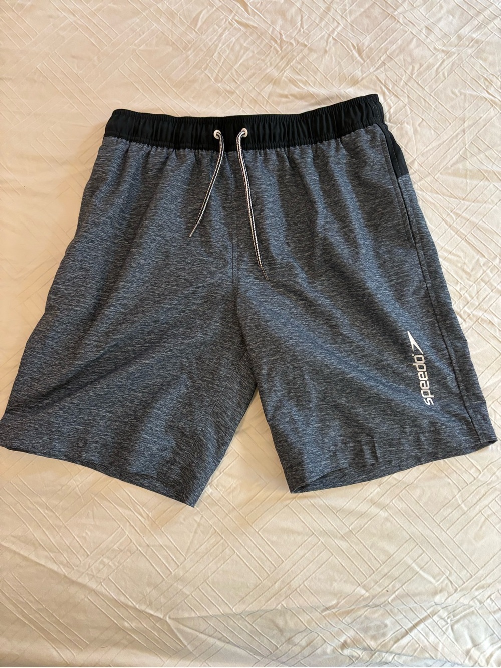 Speedo Men's Dark Heather Gray Athletic Swim Shorts with Black Waistband